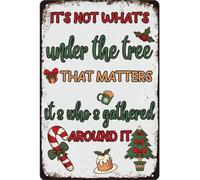 LTRAJUYNH Traditional Christmas Tree Metal Sign It Is Not What Is Under the Tree That Matters It Is Who Is Gathered Around It Wall Decor for Bar Living Room Patio 8 X 12 in