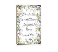 LTRAJUYNH Vintage Floral Metal Sign Wildflower Garden Decor Boho Style Wall-Art for Living Room Bedroom Home Rustic Farmhouse Gift for Her 8 X 12 in