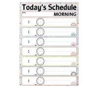 LTRAJUYNH Visual Schedule Poster with Pictures Reusable Morning Evening Routine Chart for Home Classroom Preschool Autism Behavior Management Resource 8 X 12 in