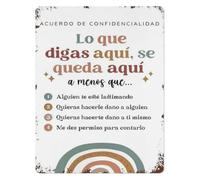 LTRAJUYNH What You Say Here Stays Here Metal Tin Sign Spanish Confidentiality Agreement For School Counselor Office Psychologist Wall-Art 8 X 12 in