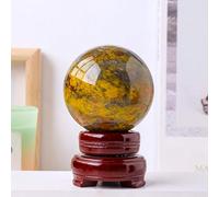 LTRAJUYNH Yellow Pietersite Crystal Ball Display Sphere Quartz Gemstone Decoration Ornaments for Feng Shui,Room Decor,70-75mm