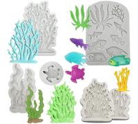 Ltsbaed 5 Piezas Marina Animales Moldes Silicona, 3D Marina Animales Moldes Silicona, Moldes De Fondant Animales Marinos, Fácil de desmoldar, conveniente, para Decorar Pasteles,Chocolate,Dulces
