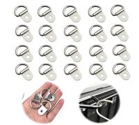 Ltsbaed Anillos de Amarre Acero Inoxidable 20 Piezas Anclaje de Amarre de Anillo D Anillas Sujeción para Furgonetas Argolla de Anclaje Argollas para Toldos, Camiones,Botes,Kayaks 36x25mm (Plata)