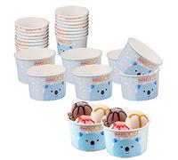Ltsbaed Vasos Papel para Helado Postres Copas de Helado Tazas de Postre Vaso de Helado Papel de Fiesta para casa Boda Alimentos fríos Suministros de Tazas para dulces100 Piezas 120ml Azul y Blanco