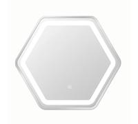 LTSRLL Espejo De Baño Hexagonal con Luz Led Y Marco De Metal, Moderno Y Decorativo Espejo De Mesa para Pasillos Y Entradas(White,70cm/27.5in)