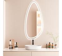 LTSRLL Espejo De Baño LED Ovalado Irregular, Espejo Pared Grande Asimétrico Frontal Y Retroiluminado De Cuerpo Entero - Irrompible/Sin Marco/Forma De Lágrima(Translucent,50cmx70cm)