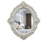 LTSRLL Espejo De Pared Vintage Ovalado - Marco De Madera Barroco - Espejo Antiguo - Espejo De Tocador para Dormitorio, Sala De Estar Y Entrada(White)