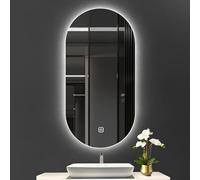 LTSRLL Espejo De Tocador De Baño Retroiluminado con Luces, 3 Colores, Regulable Sin Niveles, Antivaho, Espejo De Pared Ovalado, IP54, Resistente Al Agua, CRI>90(Backlit,50x80cm)