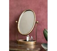 LTSRLL Espejo De Tocador Vintage con Marco De Metal Y Soporte, Rotación De 360°, Ajustable, Espejo De Pie para Escritorio, Dormitorio Y Baño