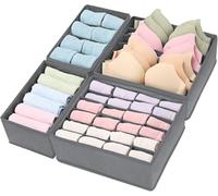 Ltstor Organizador de armario de 4 piezas, organizador de cajones de tela plegable, separador de ropa interior, se utiliza para guardar ropa interior, calcetines y corbatas