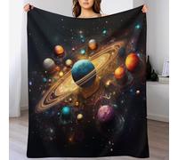 LTTTT Manta colorida del universo súper cálida, de franela, elegante, mullida decoración para sofá, sillón, sofá y cama, 180 x 200 cm