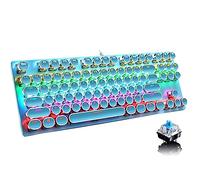 Ltvystore Teclado mecánico para juegos, estilo punk retro de 87 teclas, teclado retroiluminado con interruptor azul, antifantasma, cable USB, para PC, computadora de computadora, para juegos y oficina