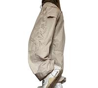 LTWOTEJNG Y2K Parachute Pants Pantalones cargo para mujer Y2K pierna ancha recta, Y2K Parachute Pants Oversize Holgada E-Girl Streetwear Pantalones de ajuste relajado, beige, L
