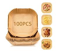 LTZGO Papel Para Freidora de Aire, 100pcs Cuadrado, Desechable. Papel antiadherente antigrasa para Hornear Asar y Microondas Sartén(16cm）