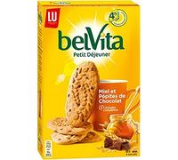 LU BelVita Desayuno Miel y Nuggets de Chocolate, 5 cereales completos 400 g (lote de 6)
