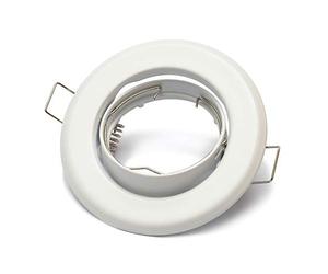 Lu-Mi GU10 Juego de foco empotrado LED - 1 Unidad de marco óptico de montaje blanco, incl. zócalo GU10 para leds o lámparas halógenas, giratorio 30°, redondo