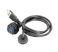 LU25 - Cable de extensión impermeable de 0,1 m, 0,3 m, 0,5 m, 1 m, 2 m, 5 m, conector USB M25, adaptador de señal USB 2.0 3.0, conexión rápida, doble canal (0.3 m USB3.0)