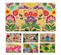 LUA VIKA Felpudo Entrada casa Originales - Dalias - 40x70 cm - Alfombra Entrada casa Exterior e Interior - Felpudo Coco - Resistente y Antideslizante