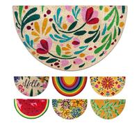 LUA VIKA Felpudo Entrada casa Originales - Flora - 40x70 cm - Alfombra Entrada casa Exterior e Interior - Felpudo Coco semicircular - Resistente y Antideslizante