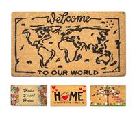 LUA VIKA Felpudo Entrada casa Originales - Mundo - 40x70 cm - Alfombra Entrada casa Exterior e Interior - Felpudo Coco - Resistente y Antideslizante