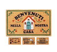 LUA VIKA Felpudo Entrada casa Originales y Divertidos, Alfombra Entrada casa Interior y Exterior, tapete Entrada casa, Felpudo Coco Natural 40x70x1,5 cm (Benvenuti)