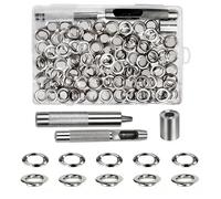 Luabue 100 Set Kit Ojales de 12mm Metalicos Kit de Herramienta Ojetes y Arandela Incluye Herramienta de Perforación Instalación Base Kit de Ojetes Metalicos para Toldos Ropa Cuero Telas Lonas