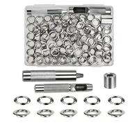 Luabue 100 Set Kit Ojetes Metalicos Kit de Herramienta 14mm Ojetes y Arandela Incluye Herramienta de Perforación Instalación Base Kit de Ojales Metalicos para Toldos Ropa Cuero Telas Lonas