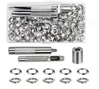 Luabue 100 Set Kit Ojetes Metalicos Kit de Herramienta 8mm Ojetes y Arandela Incluye Herramienta de Perforación Instalación Base Kit de Ojales Metalicos para Toldos Ropa Cuero Telas Lonas