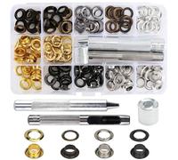 Luabue Kit de Anillas metálicas, 8 mm, Ojales, 8 mm, Ojal, Metal, Kit de Grommets, Herramientas de reparación para Ropa, Bolsa de Cuero, Lona, Zapatos, Bricolaje, 4 Colores