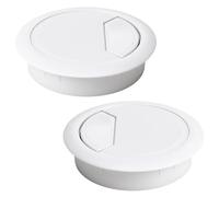 Luabueb 2 Piezas Plástico Tapa Pasacables de Escritorio Blanco Ø60mm