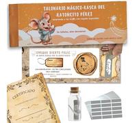 LuaDreams Kit Ratoncito Perez con 20 Vales de Regalo para Niños, Frasco para Guardar Dientes de Leche, Pegatinas para Rascar, Carta y Certificado Ratoncito Perez Ideal para Regalo Ratoncito Perez