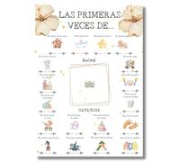 LuaDreams Póster primeras veces bebé, Cuadro Nacimiento Bebe Personalizado, Laminas Infantiles, Regalos Bebe Personalizados, Tamaño 30x42cm (Foto bebé)