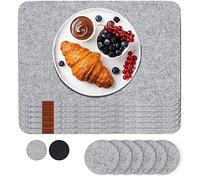 Luana Rose Set de Manteles Individuales de Fieltro - (12 Piezas) - Set de Mesa Lavable - Salvamanteles de Fieltro 44x32 cm - Mantelitos de Calidad Lavables - Set de Salvamanteles + Set de Posavasos