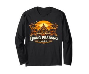 Luang Prabang Laos Puesta de Sol Templo Diseño de Viajes Manga Larga