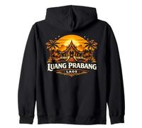 Luang Prabang Laos Puesta de Sol Templo Diseño de Viajes Sudadera con Capucha