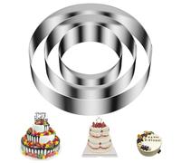 Luazvilkpsar 3 Piezas Anillo de Pastel Redondo, Anillo para Tartas de Acero Inoxidable Anillo para Pastel Altura 4.5cm, Anillos para Tartas 10/15/20CM de Diámetro para Mousse, Postre, Tartas de Capas