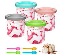 Luazvilkpsar 4 Piezas Recipientes de Helado para Ninja Creami, Contenedor de Helados Compatibles con Ninja Creami NC301 NC300 NC299AMZ, Contenedores de Pinta con Tapas, Sin BPA Aptas para Lavavajillas