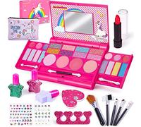 Lubibi 15 Pcs Unicornio Set de Maquillaje Lavable para niños Lápiz Labial Esmalte de uñas Kit de cosméticos Reales de Seguridad Probada Juguete cumpleaños Navidad Regalo y para niñas 456789