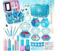Lubibi 25 Pcs Set de Maquillaje Lavable para niños Lápiz Labial Esmalte de uñas Kit de cosméticos Reales de Seguridad Probada Juguete cumpleaños Navidad Regalo y para niñas 456789 10 11 12