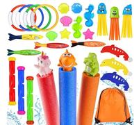 Lubibi 29pcs Juguetes de Buceo Conjunto para Niños,Juguete de Buceo, Anillos de Buceo,Torpedos Bandidos,pulpos de Cara Divertida,Pistolas de Agua,Juguete Aventura Subacuática para Verano Divertido