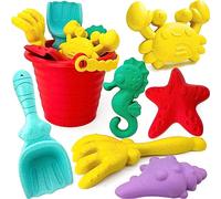 Lubibi 7 Piezas Juguetes De Playa Para Niños,Juegos Playa,Niños Bebe Conjunto de Juguetes Arena,con pala, rastrillo, Moho de arena de animales marinos,balde,Juguetes de Playa al Aire Libre Niños Niñas