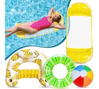 Lubibi Hamaca Flotante Inflable,Hamaca de Agua,4 en 1 Tumbona Hinchable,Anillo de natación Inflable,Flotadores Piscina,Pelota de Playa Inflable,Pelotas De Playa Hinchable,para Piscinas, Adultos,Niños