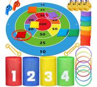 Lubibi Juegos Exterior Niños,Sports Day Kit,Juego Combinado de Juegos al Aire Libre de Carnaval,Juegos de Carreras de Sacos,Ring Toss Game,Bolsas de Frijoles,Medalla y Silbatos,Exteriores Deportivo