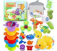 Lubibi Juguetes Baño Bebe,Juguetes Agua,Juguetes Bañera para Bebe,Juego de Pesca,Juguete Apilable,con una Bolsa de Almacenamiento,Juguetes Educativos para 1 2 3 4 5 6 año,Regalo Niños Niñas