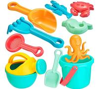 Lubibi Juguetes de Plastico para Niños, 10 Piezas, Juegos de Cubos, Palas Rastrillo Moldes de Arena, para Playa, Verano