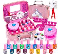Lubibi Kit Pintauñas para Niñas,Kits de Esmalte de Uñas,Maquillaje Infantil para Arte de Las Uñas con Purpurina y secador, Juegos de Salón de Manicura,Manicura Kit Pintauñas ,Regalo para Niñas 4-10