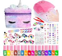 Lubibi Kit Pintauñas para Niñas - Set Manicura con Esmaltes Lavables, Secador, Pinza para El Cabello, Uña Postiza - Regalos 6-12 Años
