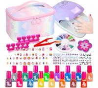 Lubibi Set de Manicura para Niña, Kit Pintauñas para Niñas, Esmalte de Uñas No Tóxico y Pelable, con Secador de Uñas Pegatinas y Bolsas De Maquillaje para Niños, Regalos para Niñas de 6 7 8 9 10 Años