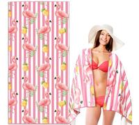 Lubibi Toalla de Playa de Microfibra,Toalla de Baño Grande,160x80cm,Secado rápido,sin Arena, Ligera y Portátil,para Piscina,Yoga,Gimnasio y Deportes,Viaje,Playa de Arena,Adultas y niños(Pájaros piña)