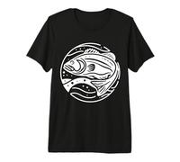 Lubina Arte Lineal Amante del Aquarium Camiseta Premium
